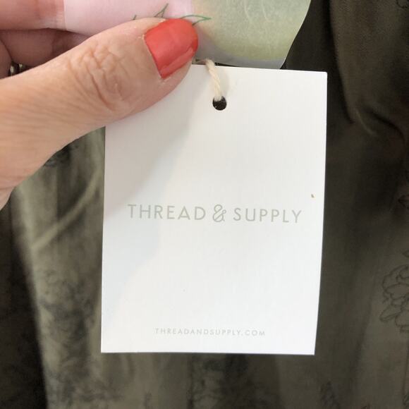 Thread & Supply NWT Women's Ivy Green Peony Pull-On Jogger Casual Pants Large - Picture 11 of 11